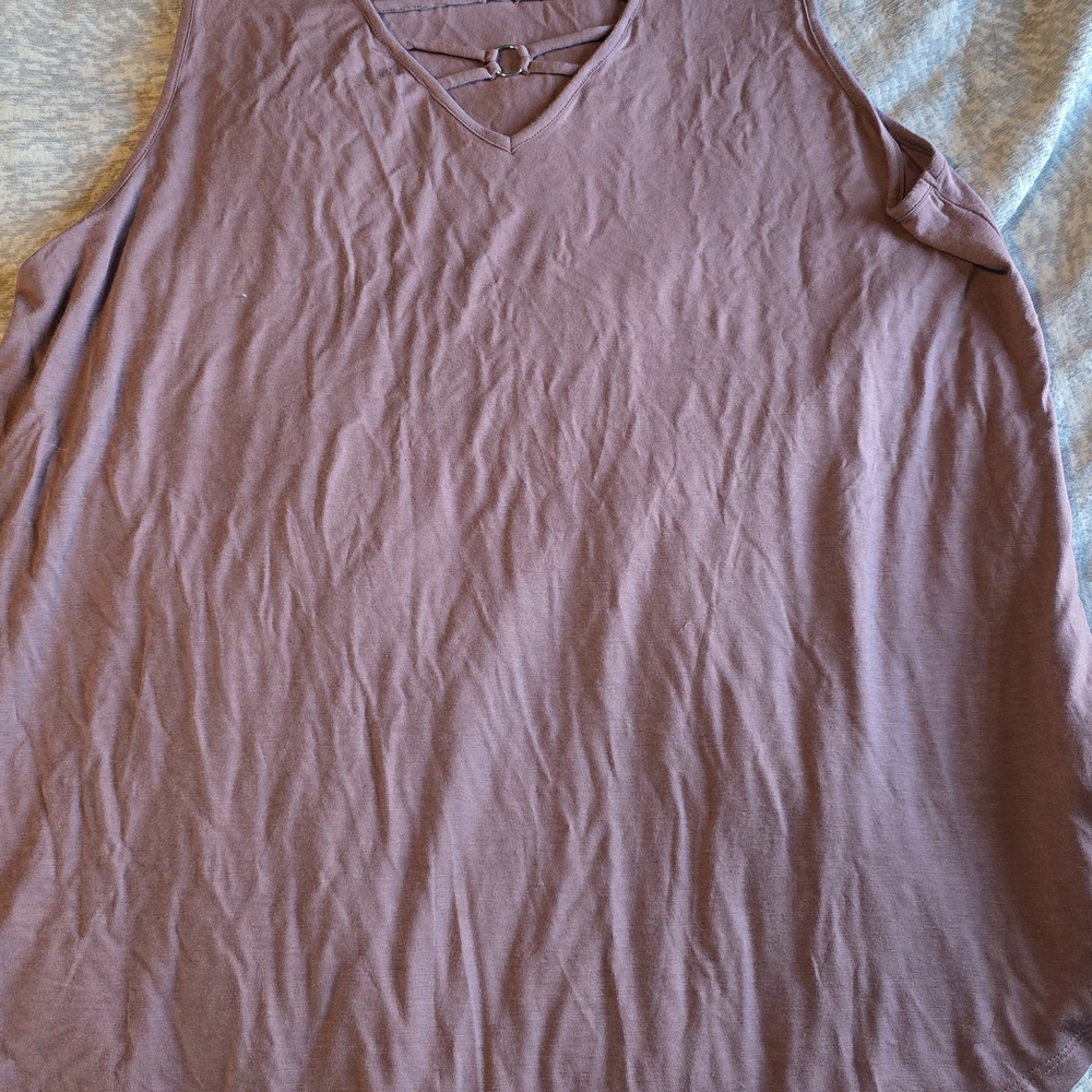 Womens Sleeveless V-Neck Top in Mauve